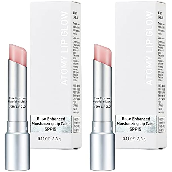 ATOMY LIP GLOW 3.3G X 2 EA - MOISTURIZING LIP CARE TREATMENT BALM WITH NATURAL PINK COLOR - Image 1